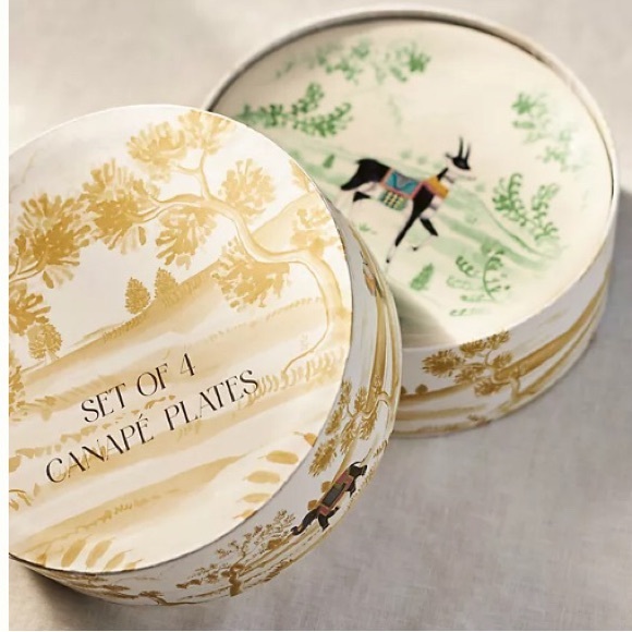 Anthropologie Plates Set of Four Decaled Stoneware New In Box - Picture 5 of 10